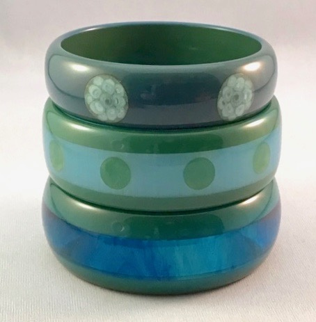 AB11 teal laminate/dot bangles