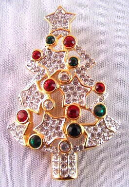 CHR17 Swarovski star Christmas tree pin