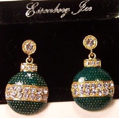 CHR31 Eisenberg Ice green enamel ornament earrings