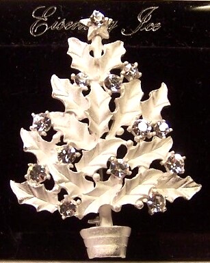 CHR22 Eisenberg Ice frosted holly xmas tree pin