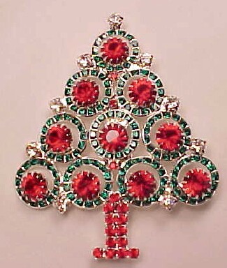 CHR5  Hobe red/green xmas tree pin