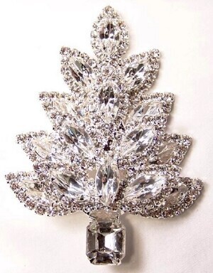 CHR28 clear marquis rhinestone xmas tree pin