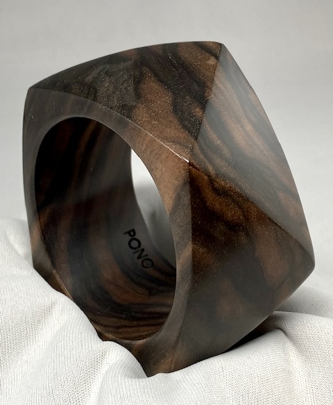 PO2 PONO wide striated asymmetrical wood bangle