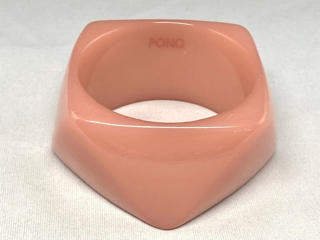 PO13 PONO wide translucent faceted soft pink resin bangle