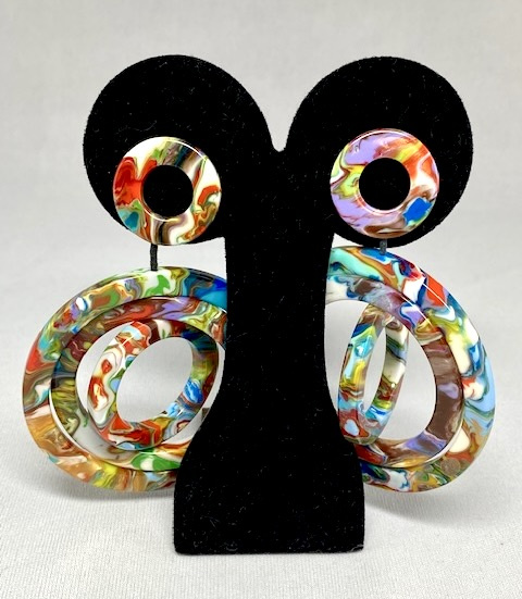 SO105 Sobral marbled triple hoop pierced earrings