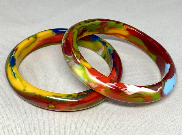 SO123 pair Sobral marbled resin bangles 