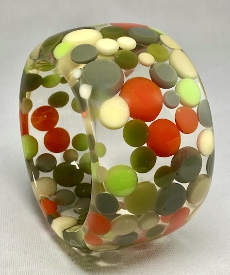 SO126 Sobral green & orange wide ball dot resin bangle
