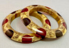 AB130 Elfrink pair saucer bakelite bangles with prystal dots 