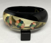 AB160 Pantti black and reverse carved applejuice bakelite bangle