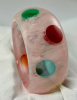 AP21 wide marbled pale pink with prystal dots bakelite bangle