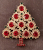 CHR14 Hobe 4 row ruby rhinestone xmas tree pin