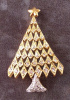 CHR26 gold and silvertone/rhinestone Christmas tree pin