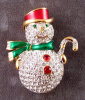 CHR1 Swarovski rhinestone/enamel snowman pin