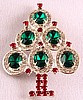 CHR20 Hobe green oval rhinestone xmas tree pin