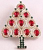 CHR19 Hobe red oval rhinestone xmas tree pin