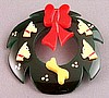 Foltz 28 green bakelite wreath pin w scotties