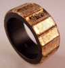 PO18 black/gold PONO floral etched hinged bangle