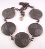 PO62  PONO pewter grey disc necklace