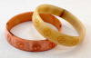 PO37 PONO coral pink dyed horn peace sign bangle