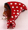 RPO12 repro bakelite cigarette woman pin